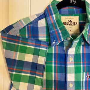 Hollister California‎ Men's Plaid Short Sleeve Button Up Shirt Size Medium